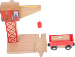 Train Crane Toy Model Decorative Crane Prop for and Compatible with Wooden Railway Train Tracks for Creative Play