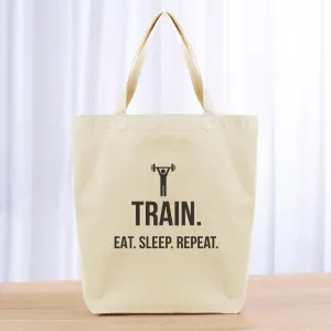 Train Eat Sleep Repeat Tote Bag - black