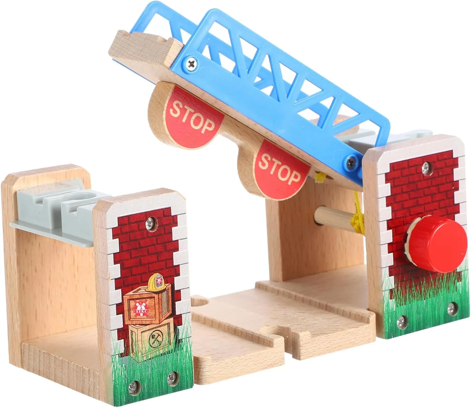 Train Games for Boys and Girls Wooden Railway Lifting Bridge Set Educational Toy Train Track Accessories