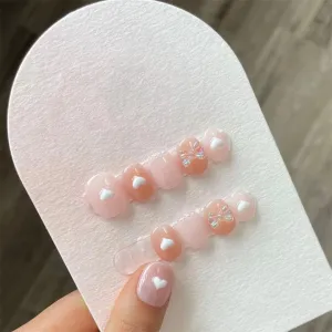 Translucent Handmade Wearable Fake Nails Gradient AB Asymmetrical Almond Fake Nails Trimmed Nails