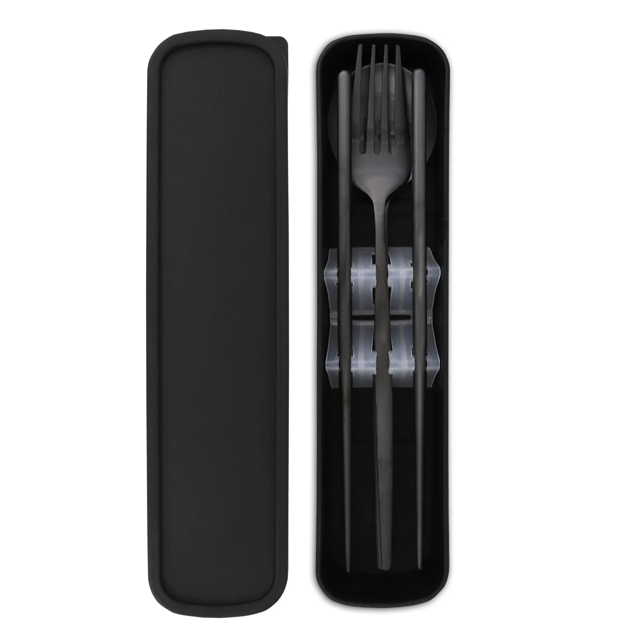 Travel Cutlery Box Set w/ Chopsticks (Satin Black)