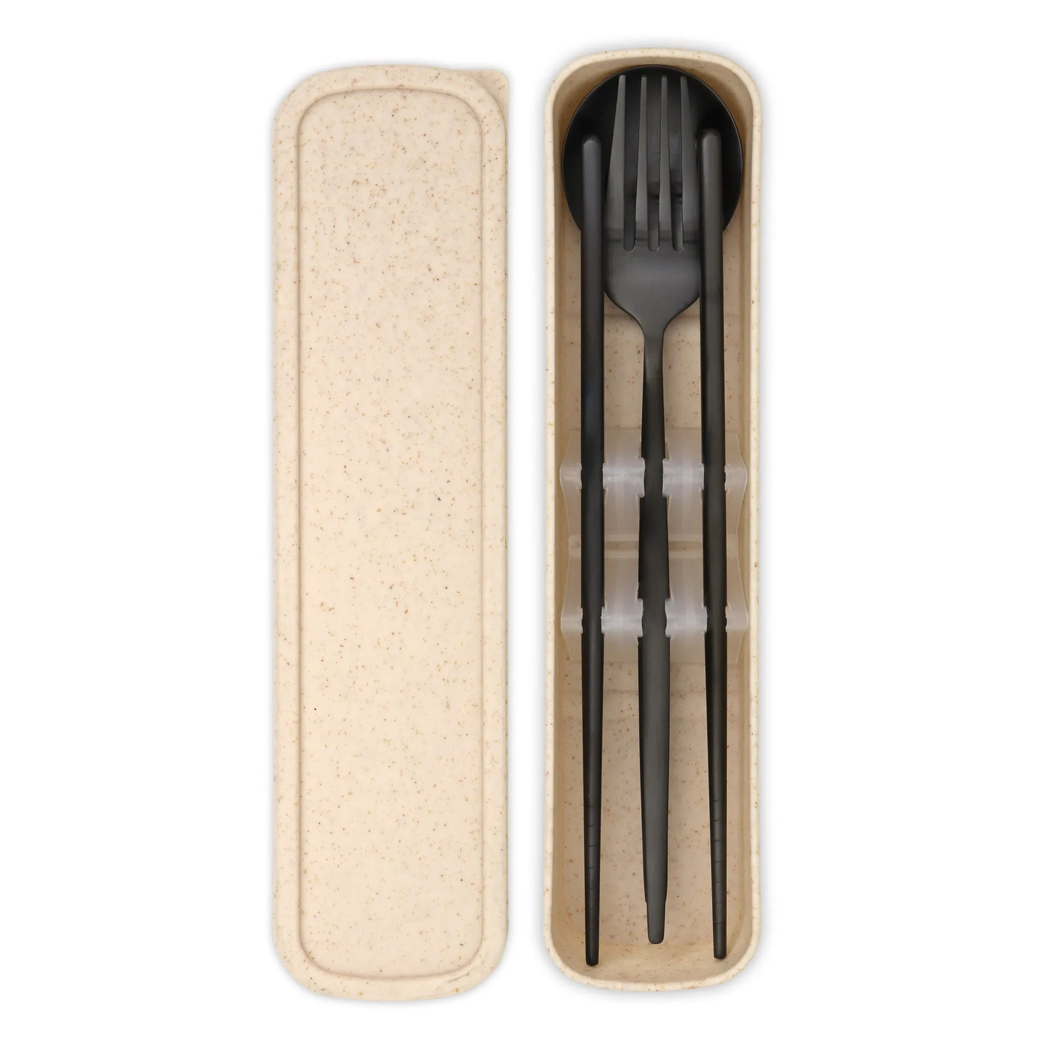 Travel Cutlery Box Set w/ Chopsticks (Satin Black)