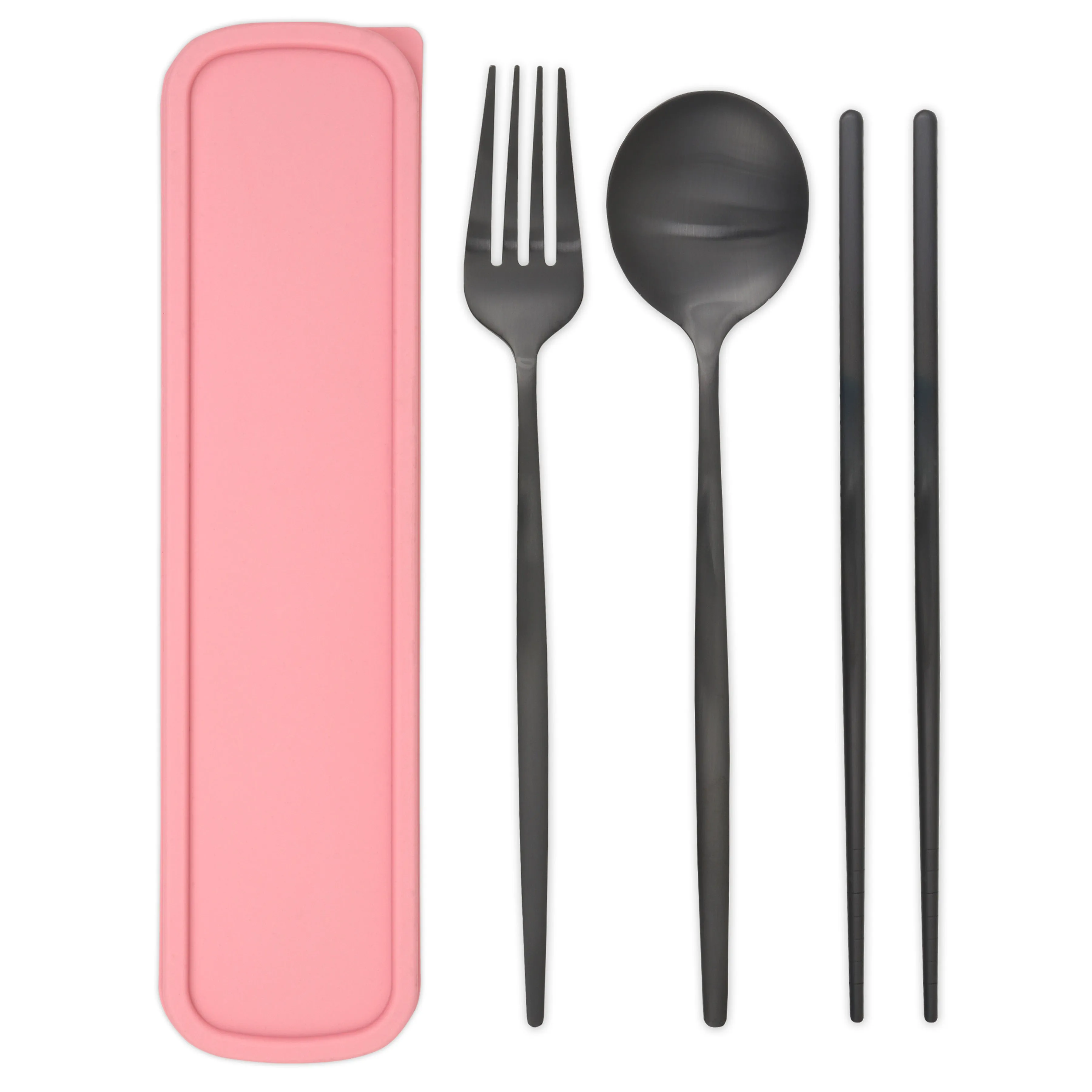 Travel Cutlery Box Set w/ Chopsticks (Satin Black)