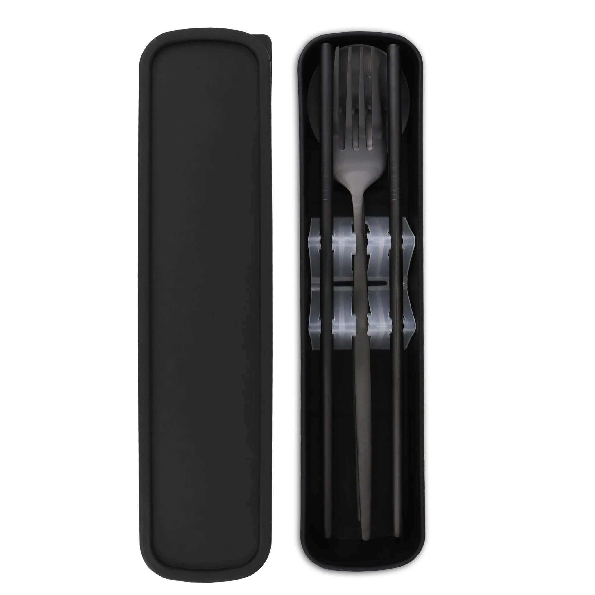 Travel Cutlery Box Set w/ Straws (Satin Black)