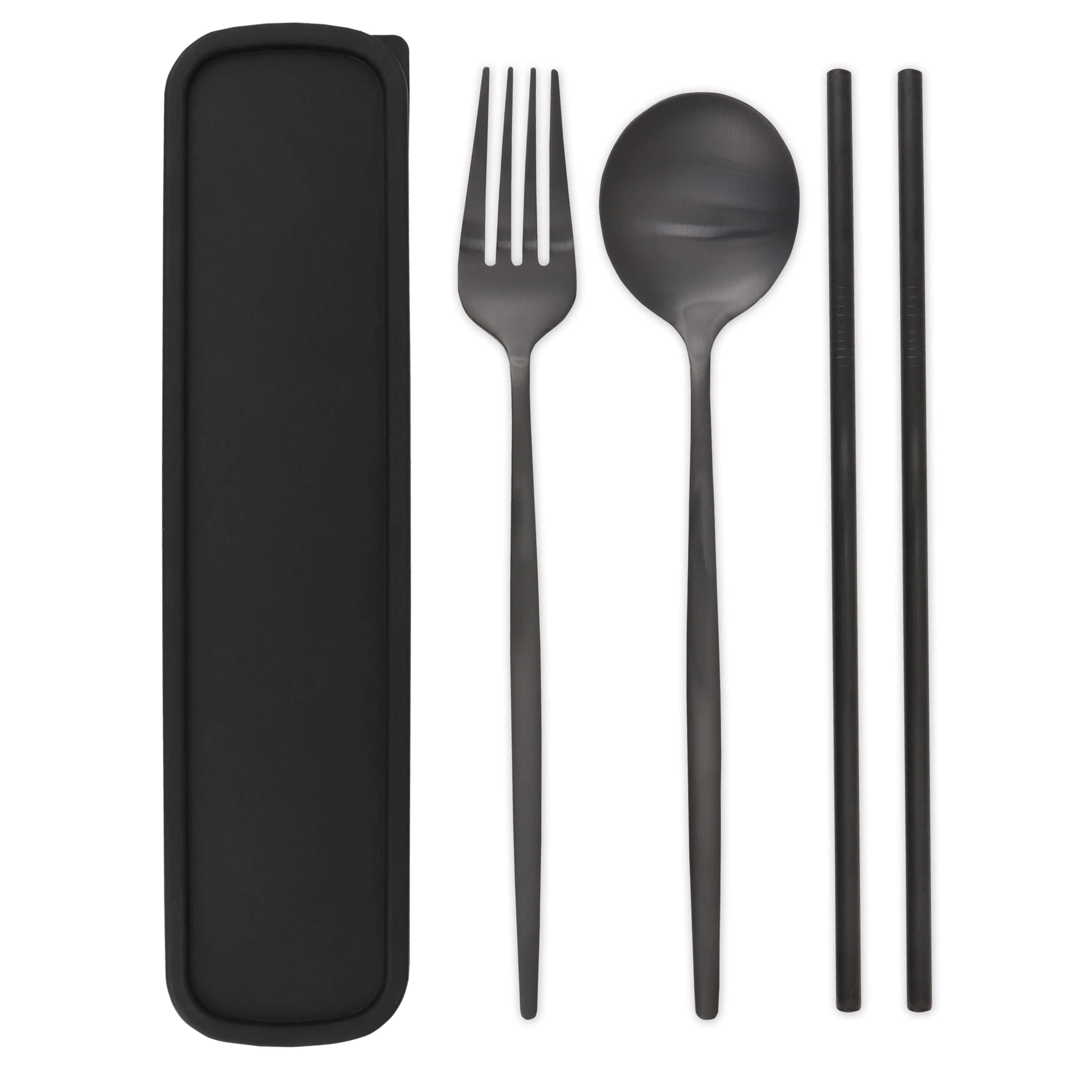Travel Cutlery Box Set w/ Straws (Satin Black)