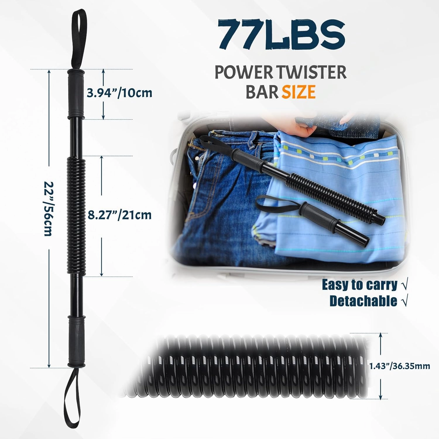 Travel-Friendly Spring Power Twister – Lightweight & Foldable Arm Exerciser for Gym, Office, or Outdoor, Chest & Forearm Workout Tool