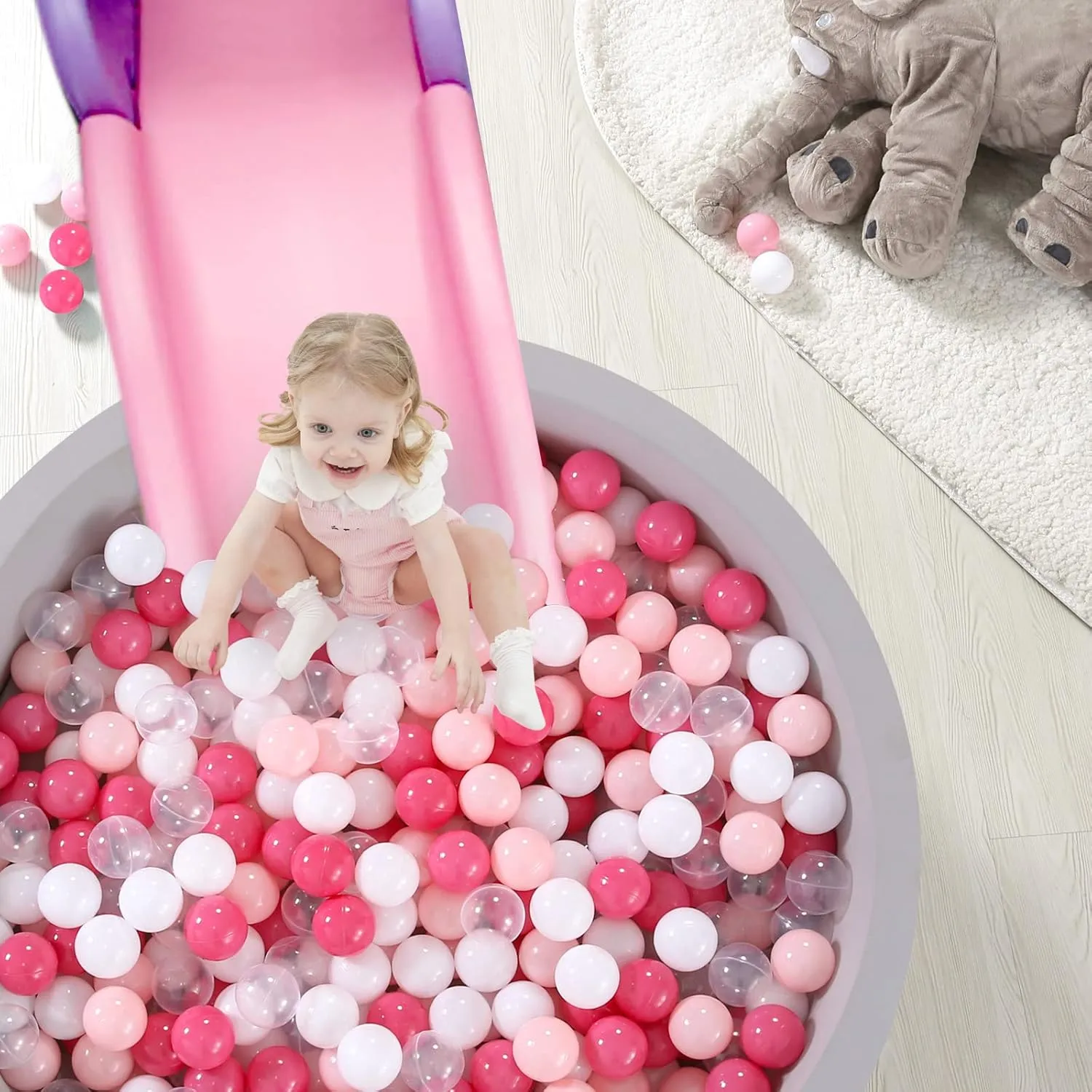 TRENDPLAY Plastic Balls for Ball Pits, Pack of 100 Hollow Balls, Perfect for Toddler Baby Pools,Party Decoration, 2.2 Inch 2.4 Inch 2.75 Inch