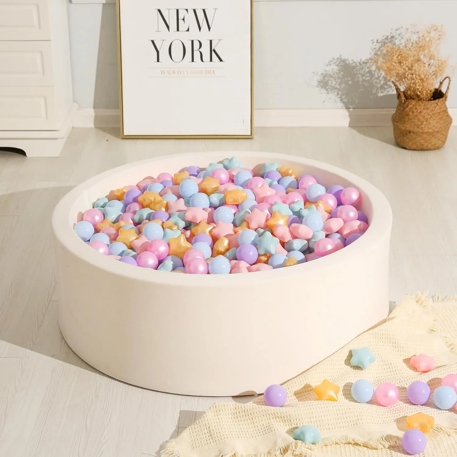 TRENDPLAY Star Ball Pit Balls 50 100 200 500 for Toddlers - Ball Pit Ball Shapes for Boys Girls Fun, Birthday Party, Christmas Decoration
