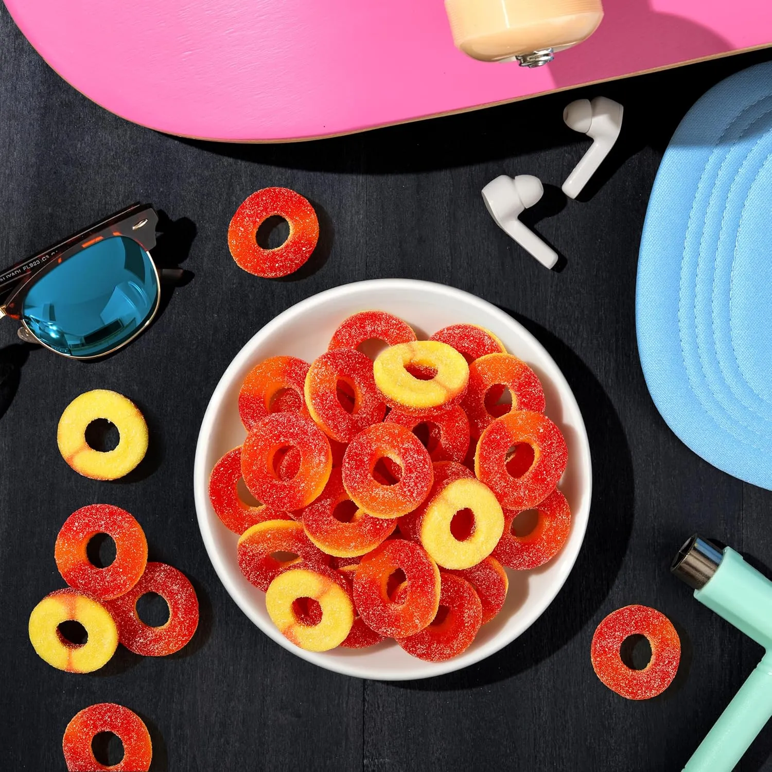 Trolli Peachie O's Rings, Sour Gummy Candy, 6.3 Ounce Bags (Pack of 8)