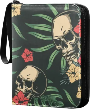 Tropical-colorful-with-skulls Trading Card Protectors Holder Collectible Album for Sports Card Collection Storage 400 pockets Game Card Binder, JDJSDJJJ823158