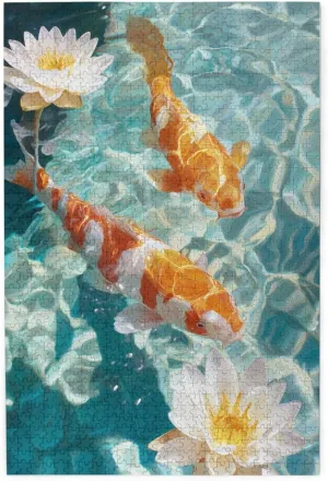 Two Fish in Water Jigsaw Puzzle 1000 Piece,20x30 Inches Wooden Picture Jigsaw Puzzles for Adult Family Game