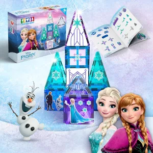 Tytan Official Disney Frozen Magnetic Tile Set – 41-Piece STEAM Toy with Glitter Tiles, Reusable Stickers & Elsa, Anna & Olaf – Educational Building Set for Kids Ages 3 Toys