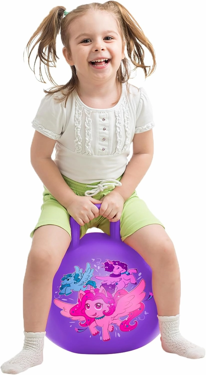 U&C Planet Hopper Ball 18 inches Bouncy Ball with Handle for Kids Age 3-6 Hoppity Hop Sit and Bounce Jumping Hopping Toy with Pump and Gift Box Great Gift for Birthday Christmas, Purple