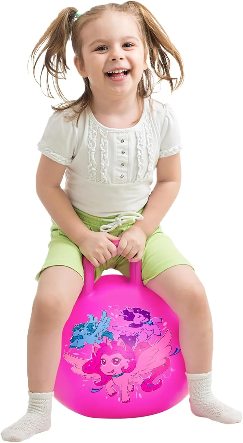 U&C Planet Hopper Ball 18 inches Bouncy Ball with Handle for Kids Age 3-6 Hoppity Hop Sit and Bounce Jumping Hopping Toy with Pump and Gift Box Great Gift for Birthday Christmas, Pink