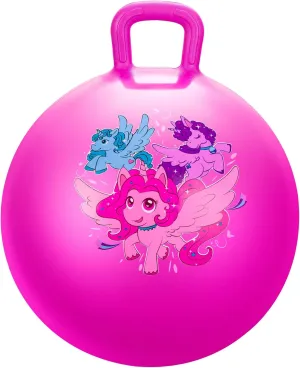 U&C Planet Hopper Ball 18 inches Bouncy Ball with Handle for Kids Age 3-6 Hoppity Hop Sit and Bounce Jumping Hopping Toy with Pump and Gift Box Great Gift for Birthday Christmas, Pink