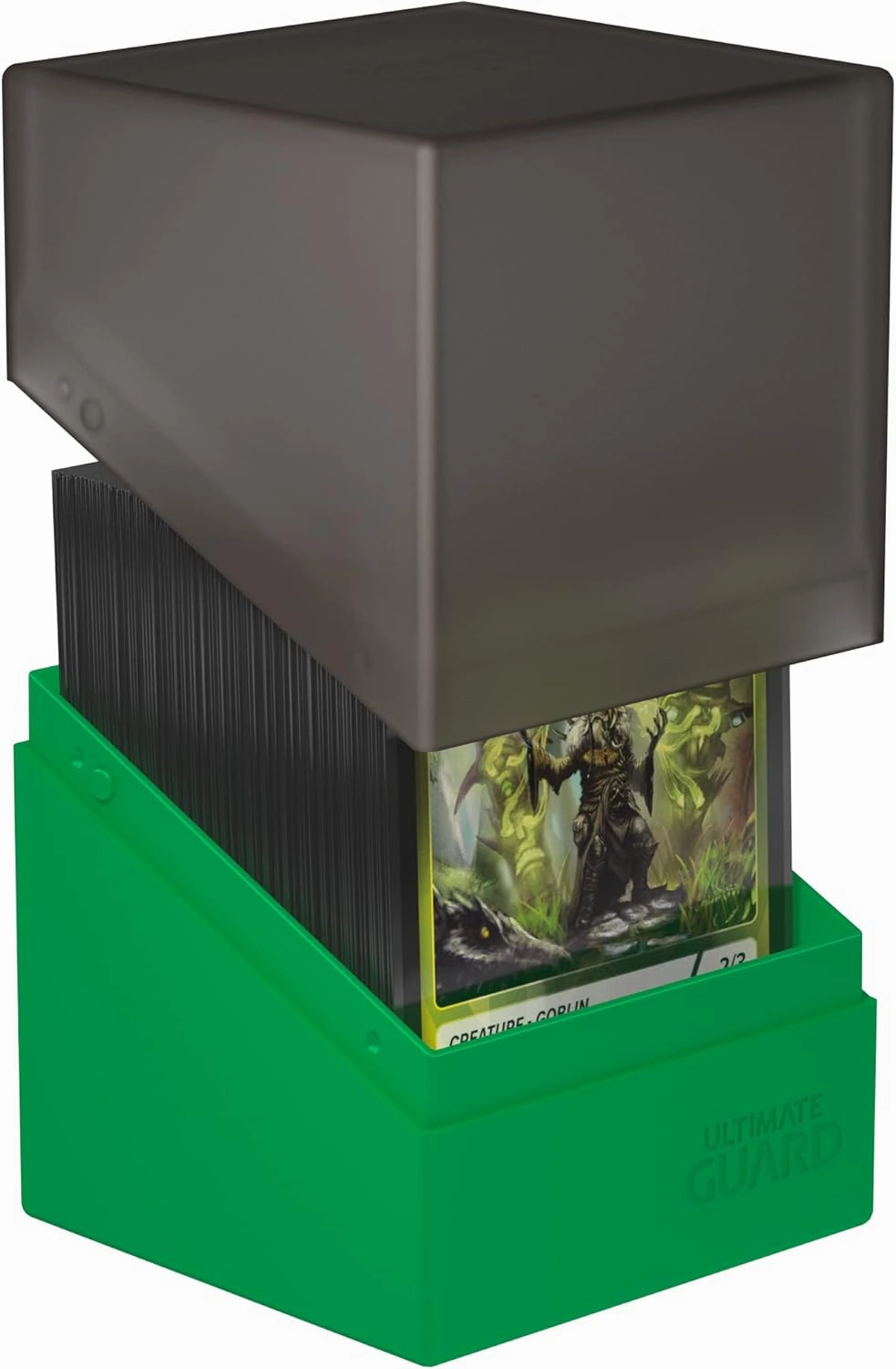 Ultimate Guard Boulder Synergy 100 , Deck Case for 100 Double-Sleeved TCG Cards, Black/Green, Secure & Durable Storage for Trading Card Games