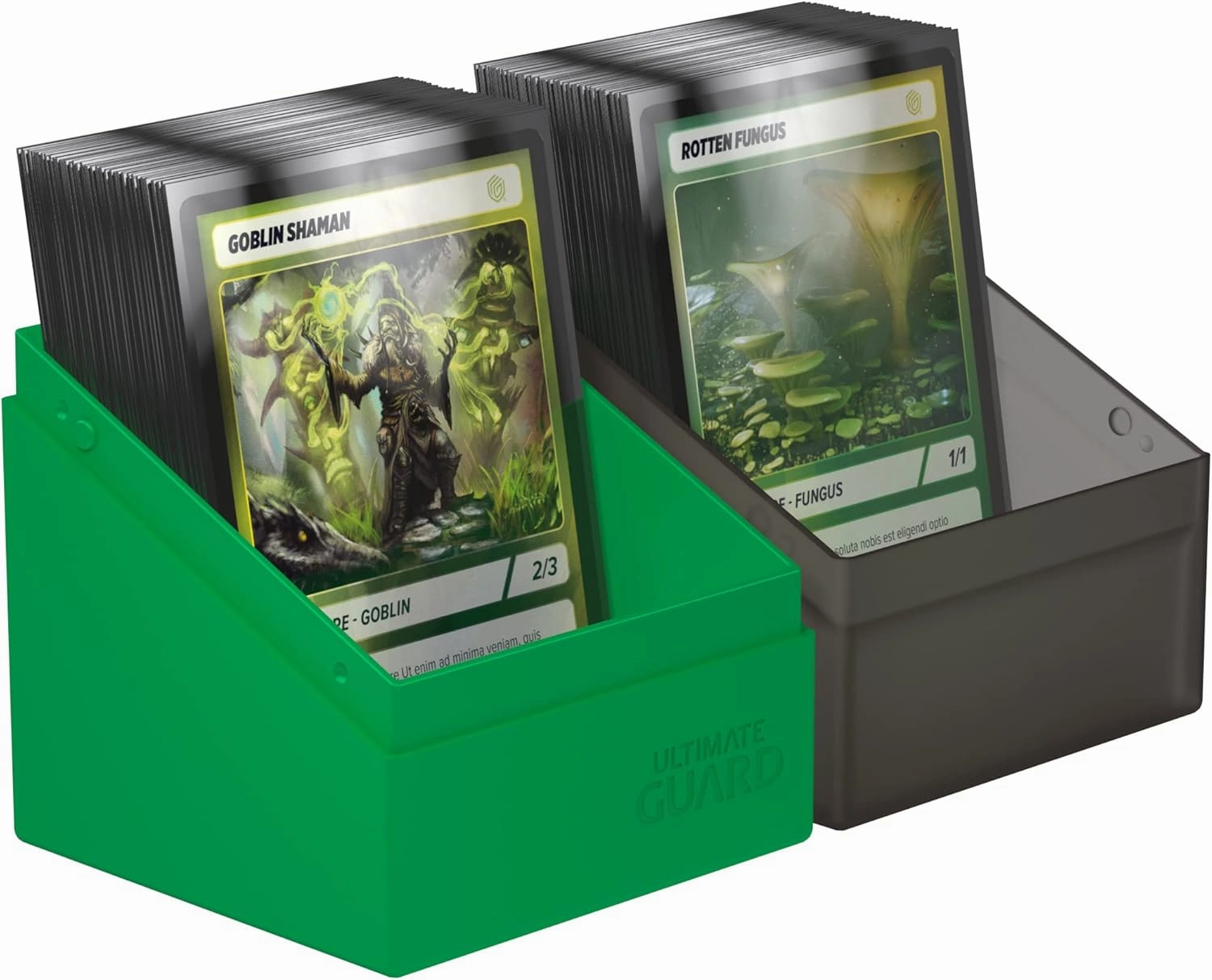 Ultimate Guard Boulder Synergy 100 , Deck Case for 100 Double-Sleeved TCG Cards, Black/Green, Secure & Durable Storage for Trading Card Games