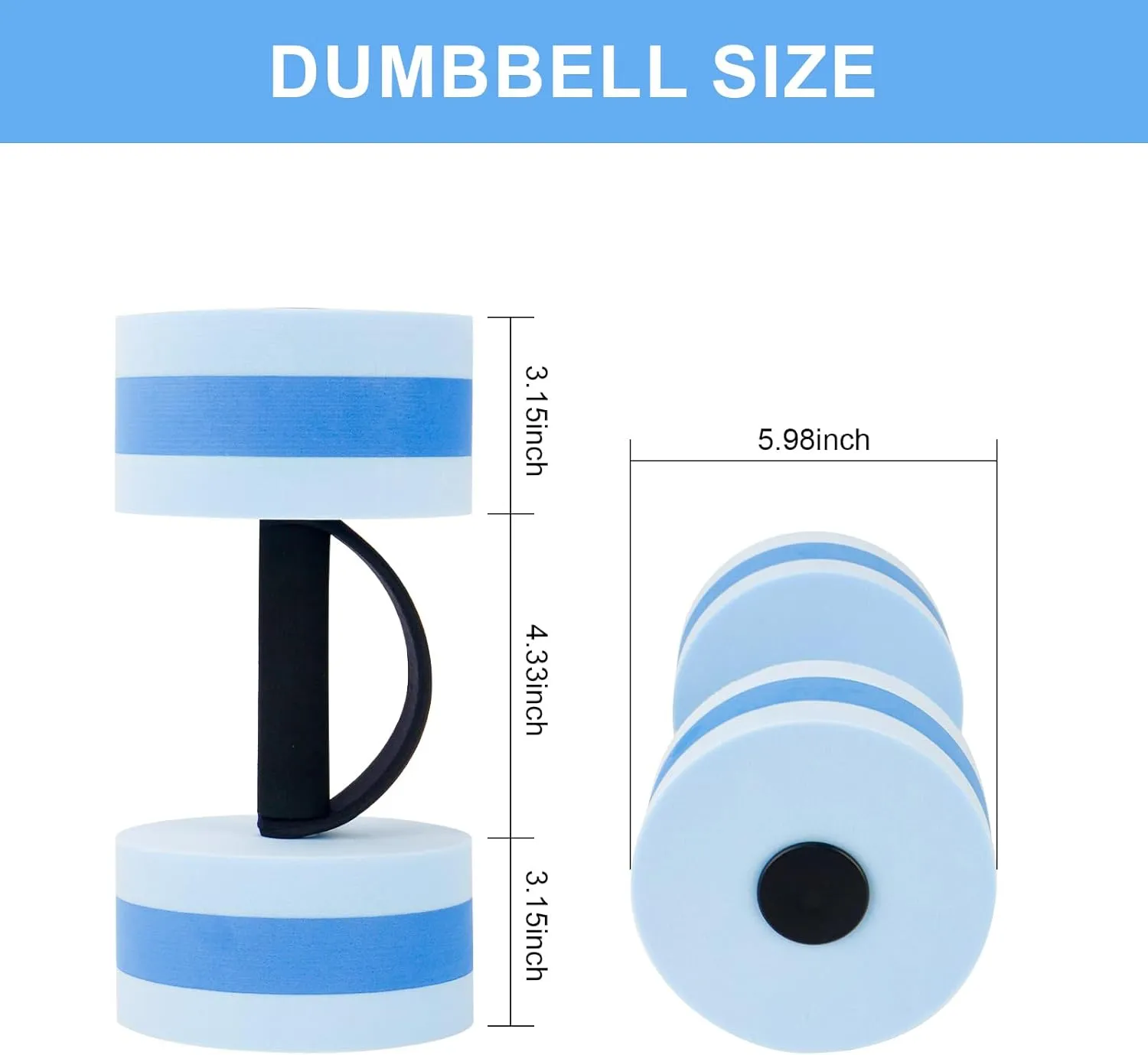 UNAOIWN Water Weights for Pool Exercise 2Pcs Water Dumbbells Water Aerobics Pool Barbells Lightweight Resistance Aquatic Dumbbell for Swimming