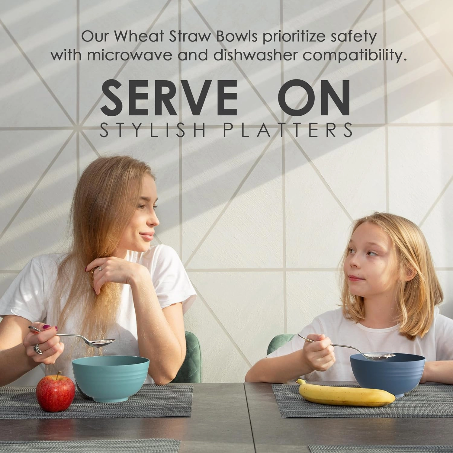 Unbreakable bowls for kids & Elders - 8 Wheat straw bowls (26 oz) Microwave bowls for heating food - kids cereal bowl for salad, soup, breakfast, snacks! RV & Camping Bowls - Replace Plastic Bowls NOW