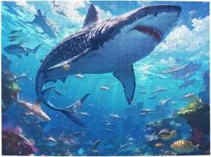 Underwater World Sharks Fish and Coral reefs Colorful 500 Piece Jigsaw Puzzle, Wood Puzzles for Adults Teens Family Friends Educational Toys Gift