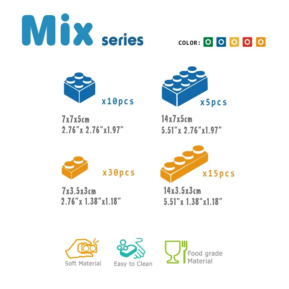 UNiPLAY Mix Soft Building Blocks - 60-Piece Set for Infant Early Learning, Cognitive Development, and Toddler Creative Play - Ages 3 Months 