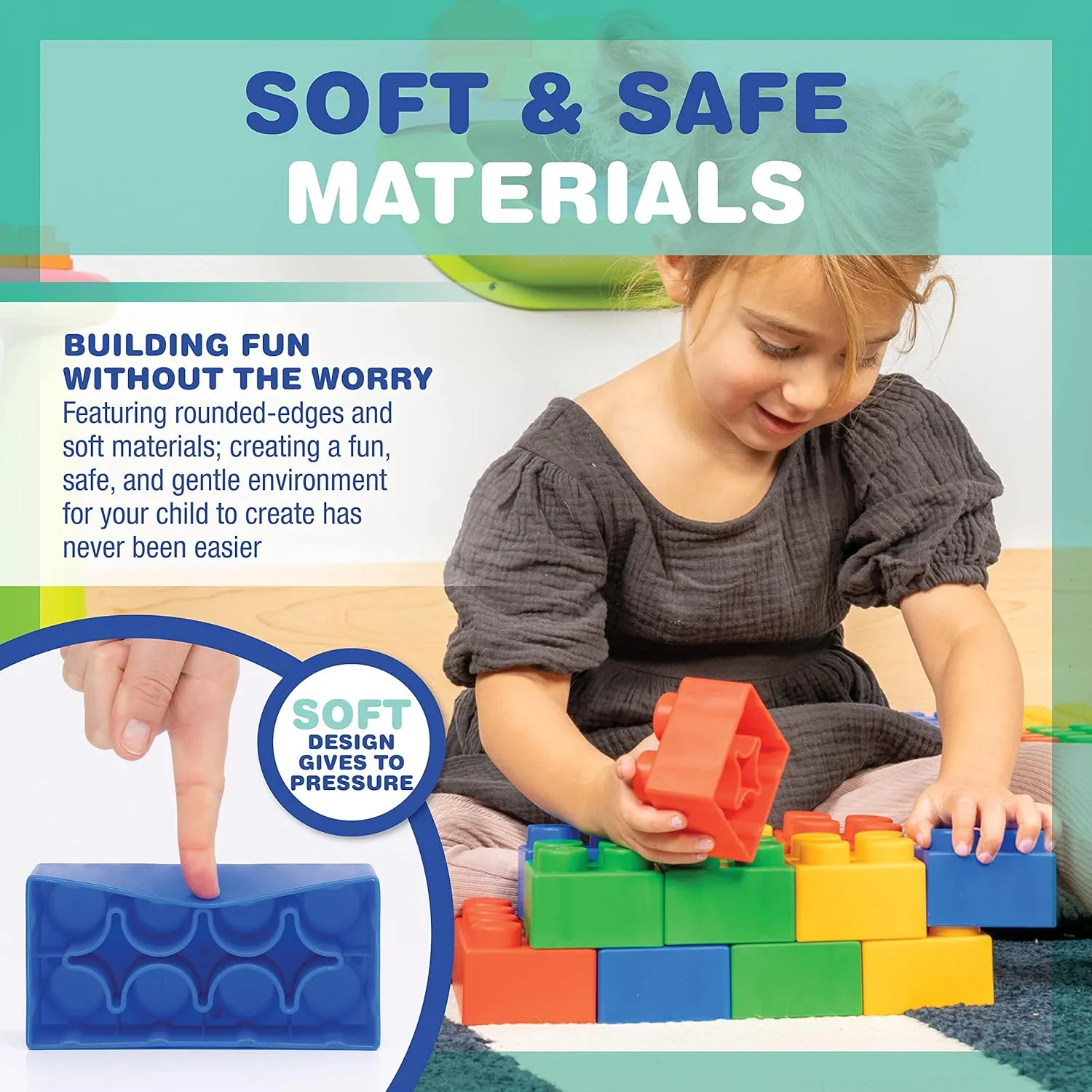 UNiPLAY Plump Soft Building Blocks - 12-Piece Jumbo Stacking Multicolor Set for Early Cognitive Development and Creative Play - Ages 3 Months 