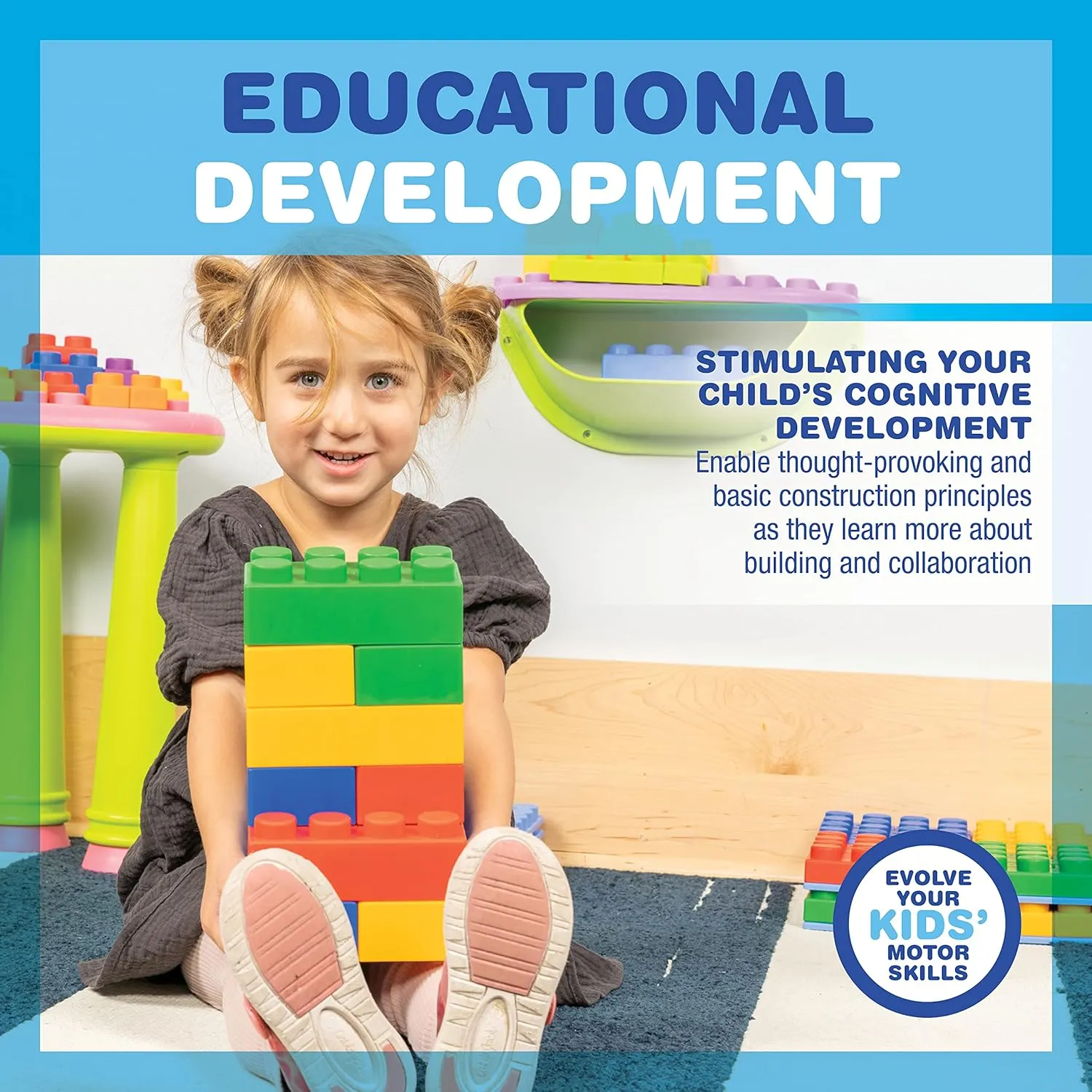 UNiPLAY Plump Soft Building Blocks - 12-Piece Jumbo Stacking Multicolor Set for Early Cognitive Development and Creative Play - Ages 3 Months 