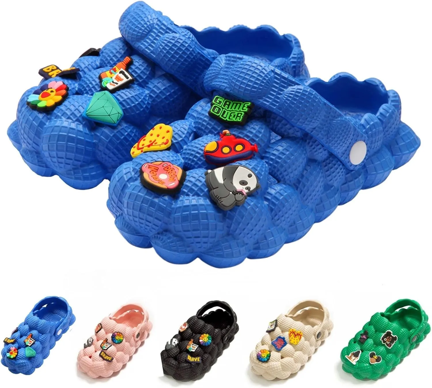 Unisex Bubble Slides Sandals for Kids Golf Ball Slides Bubble Clogs Garden Shoes Girls Boys Comfy Anti-Slip for Shower Beach Bath Indoor and Outdoor