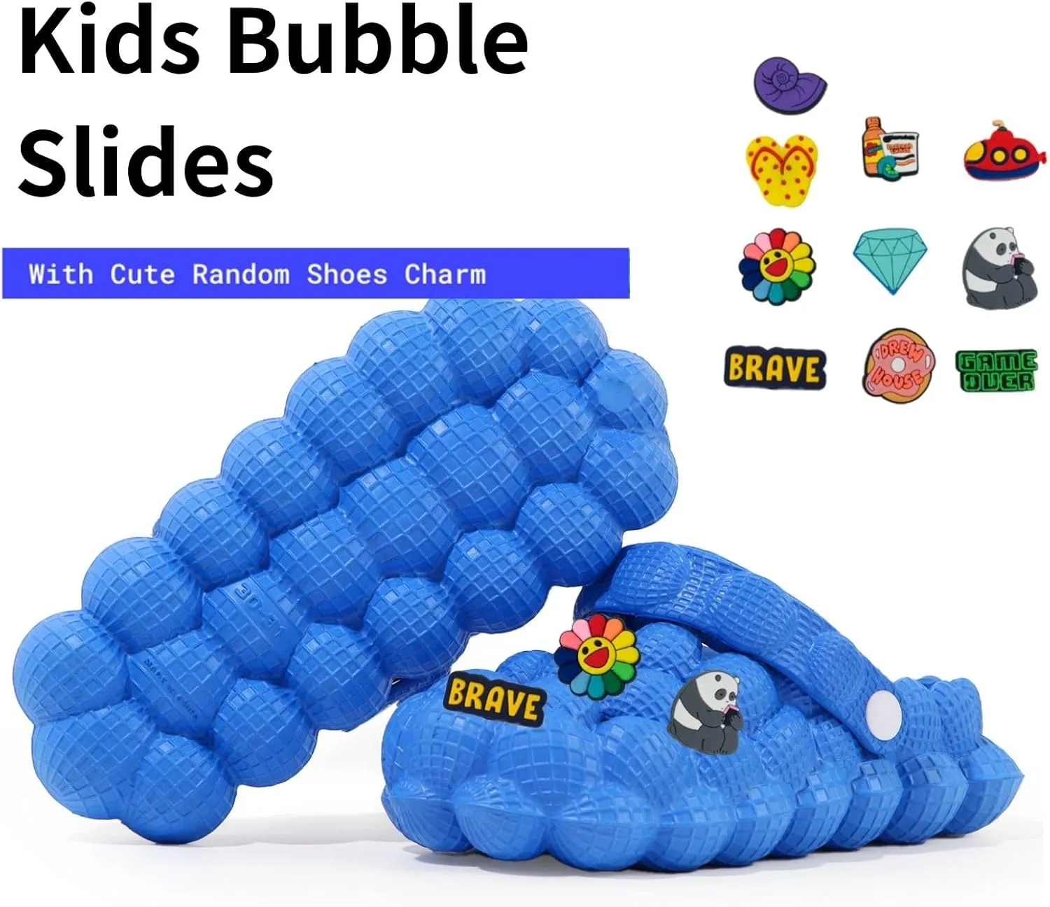 Unisex Bubble Slides Sandals for Kids Golf Ball Slides Bubble Clogs Garden Shoes Girls Boys Comfy Anti-Slip for Shower Beach Bath Indoor and Outdoor