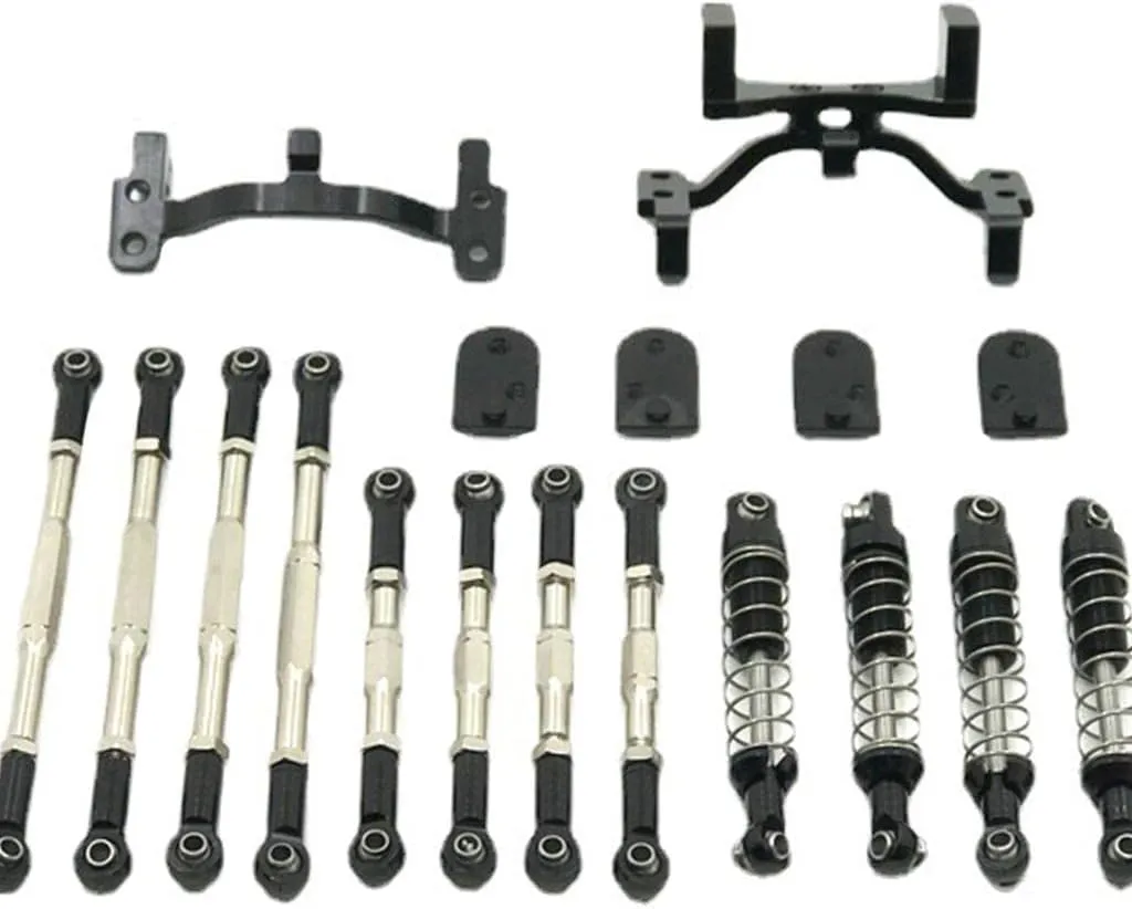 Upgrade Your WPL C34 C44 1/16th RC Car with 14PCS Adjustable Aluminum Steering Linkage Servo Link Pull Rod | Improve Performance and Durability | Metal - Black