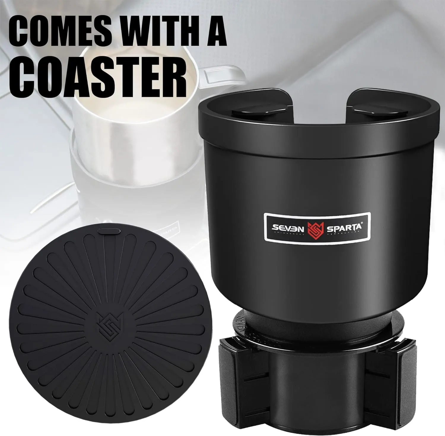 Upgraded Car Cup Holder Expander Adapter with Offset Adjustable Base, Compatible with Yeti 14/24/36/46oz Ramblers, Hydro Flasks 32/40oz, Other Large Bottles Mugs in 3.5"-4.0", 1 Pack
