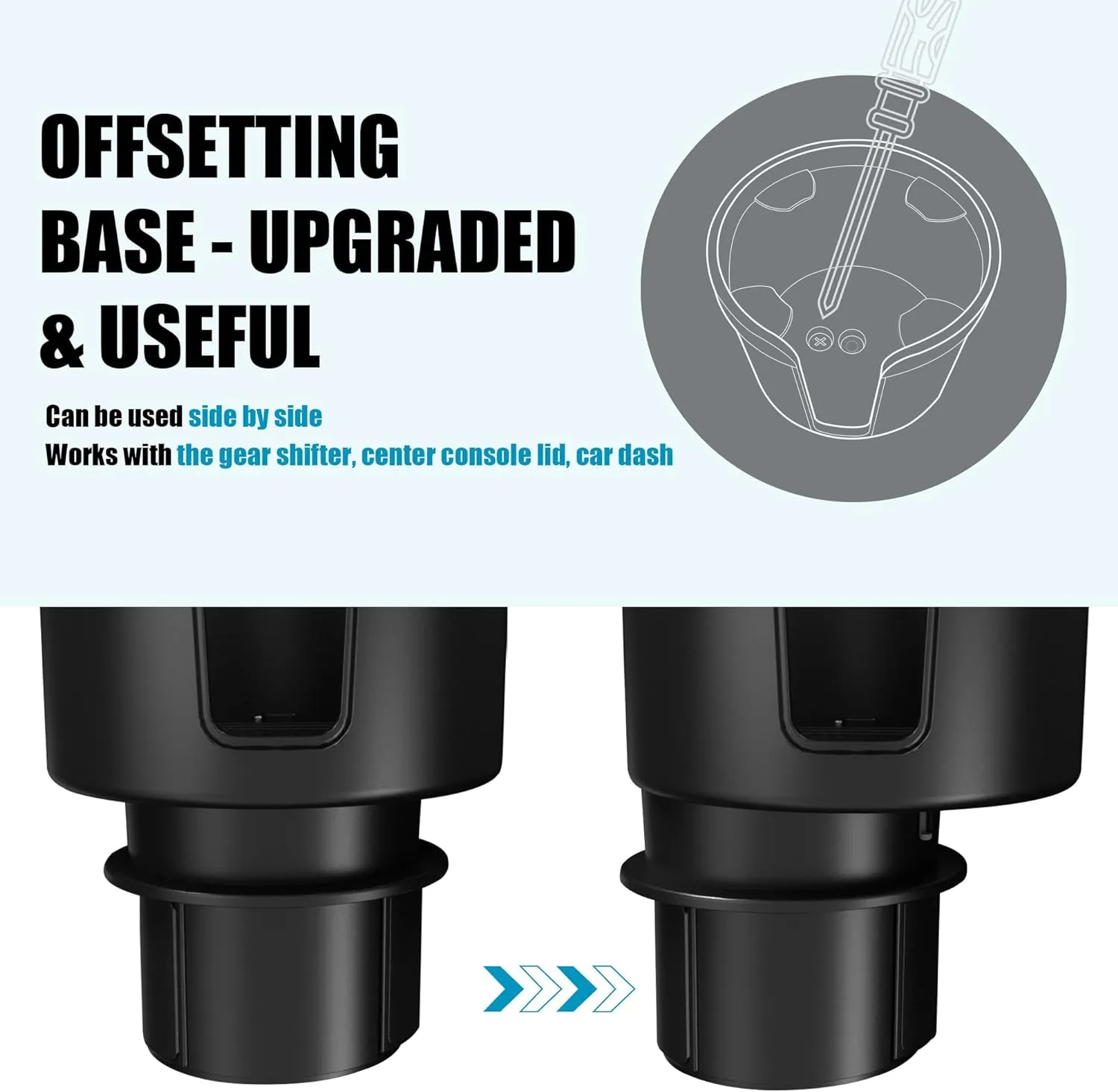 Upgraded Car Cup Holder Expander Adapter with Offset Adjustable Base, Compatible with Yeti 14/24/36/46oz Ramblers, Hydro Flasks 32/40oz, Other Large Bottles Mugs in 3.5"-4.0", 1 Pack