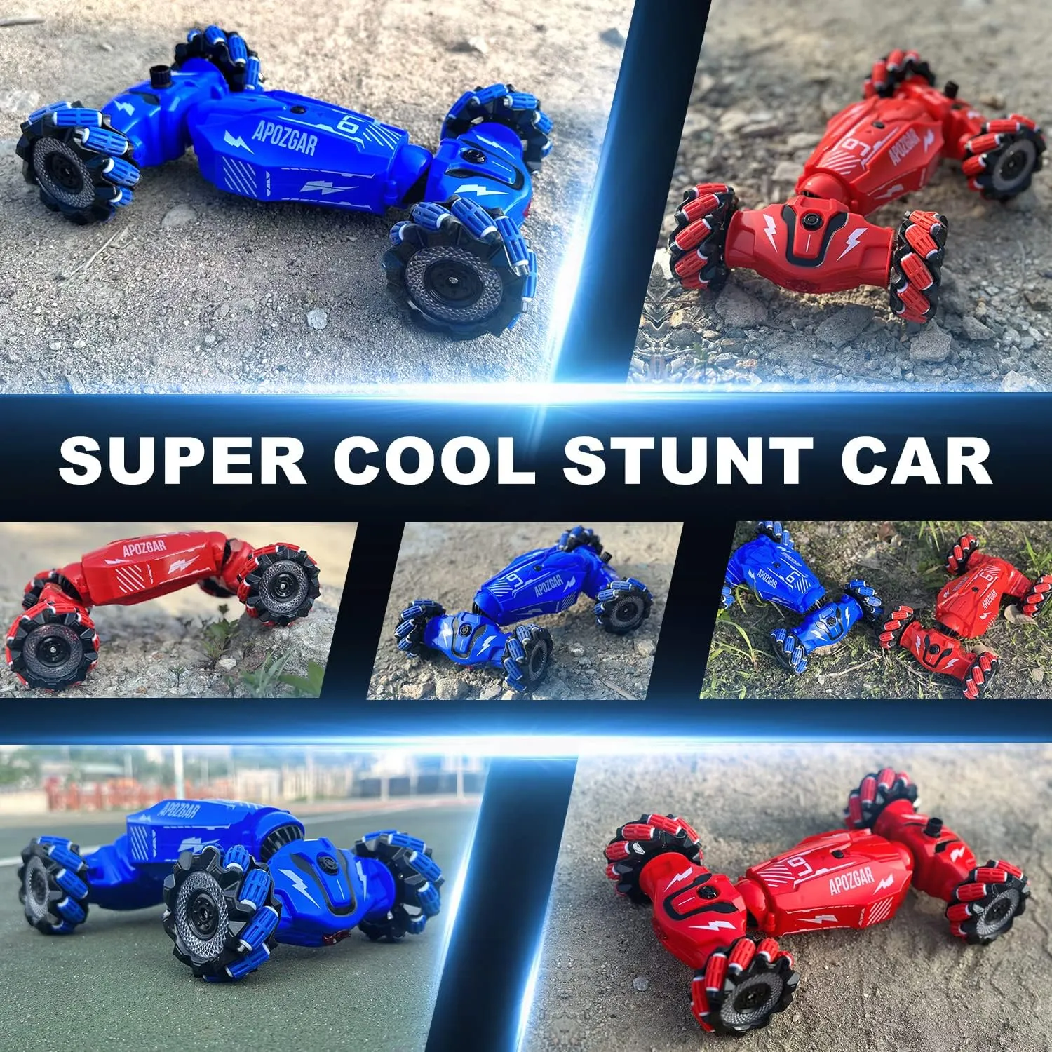 Upgraded Hand Gesture Sensing RC Stunt Car with Lights Music, Spray Drift Gesture RC Car 360° Spins All Terrains Hand Controlled Truck Toys for 6 7 8 9 10 Year Old Boys