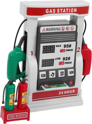 Vaguelly 1 Set Gas Station Simulation Model Kit Multifunctional Assembly for Educational Plaything with Dual Digital Display Voice Prompt Interactive Features Safe Rounded Edges for