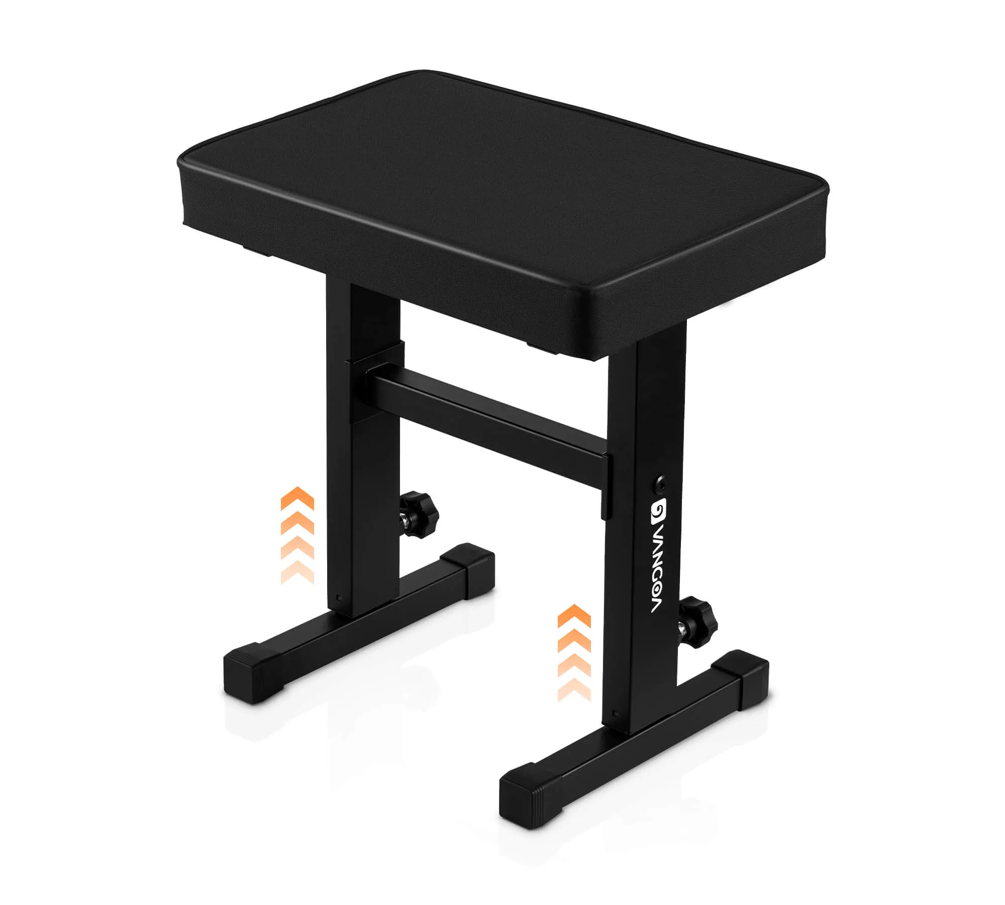 Vangoa Piano Bench Adjustable Stool, Music Keyboard Bench Seat for Piano Keyboard Stand with Black Padded Cushion Professional for Musicians, Heavy Duty Piano Stool Chair PU Leather, PB-1