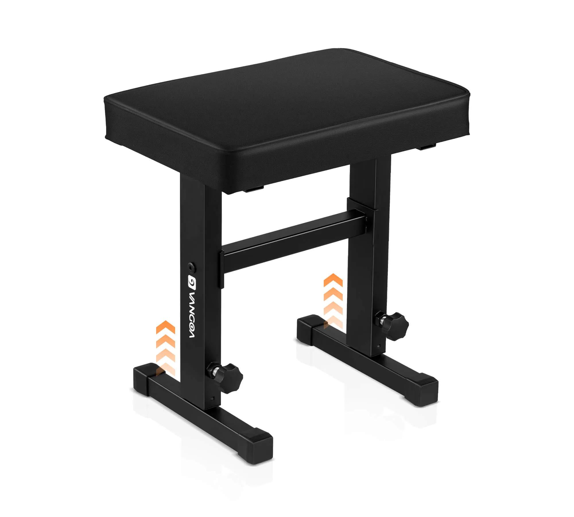 Vangoa Piano Bench Adjustable Stool, Music Keyboard Bench Seat for Piano Keyboard Stand with Black Padded Cushion Professional for Musicians, Heavy Duty Piano Stool Chair PU Leather, PB-1