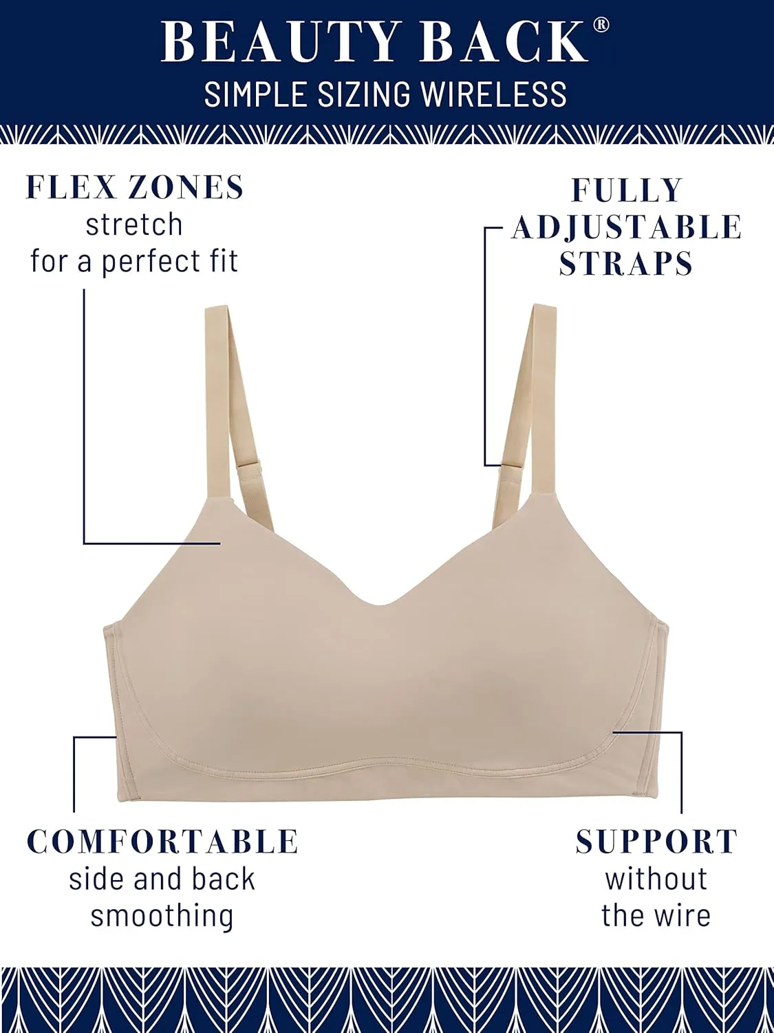 Vanity Fair Women's Wireless Bra, Soft Smoothing Fabrics & Breathable Cups, Simple Sizing Available S-3xl