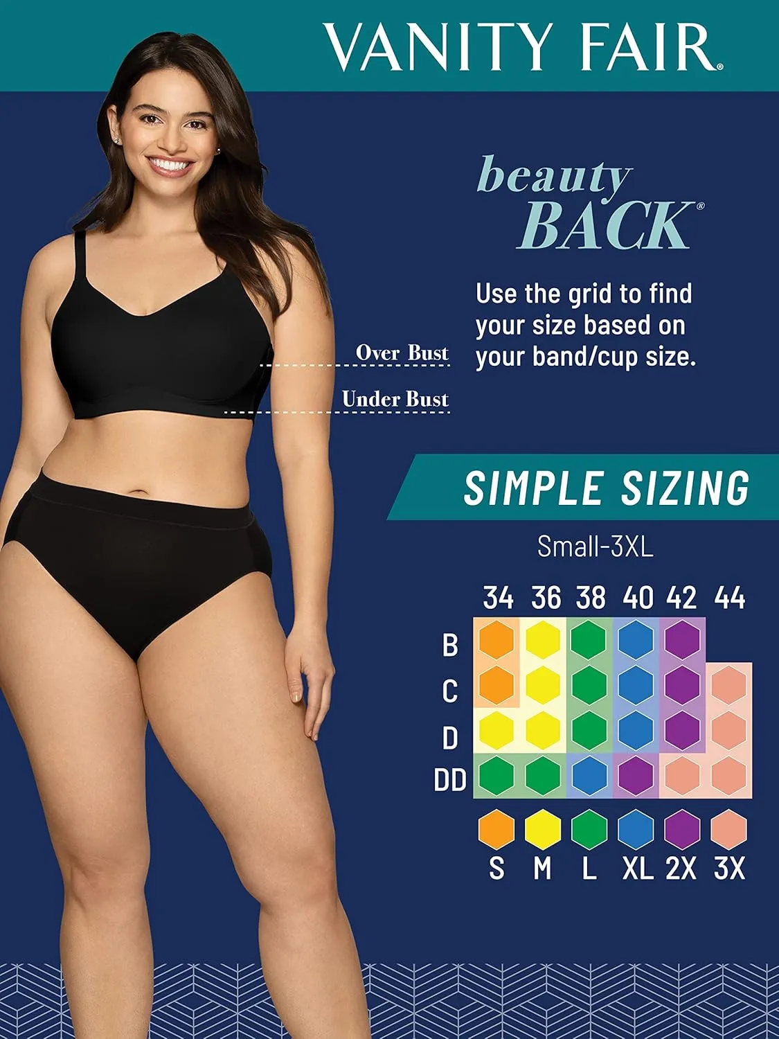 Vanity Fair Women's Wireless Bra, Soft Smoothing Fabrics & Breathable Cups, Simple Sizing Available S-3xl