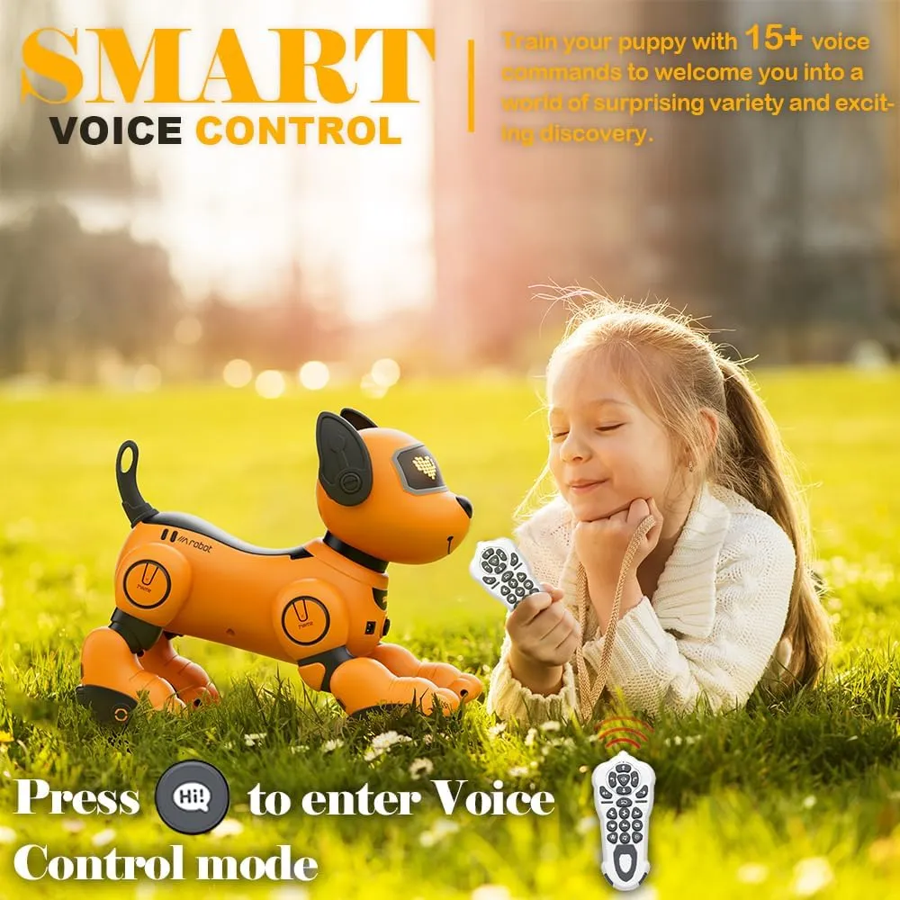 VATOS Robot Dog Toy for Kids, Voice & 2.4GHz Remote Control Robot Pet with Interactive Touch Sensors, Over 20  Responses, Program Mode, Robotic Puppy Toy for Kids Boys & Girls