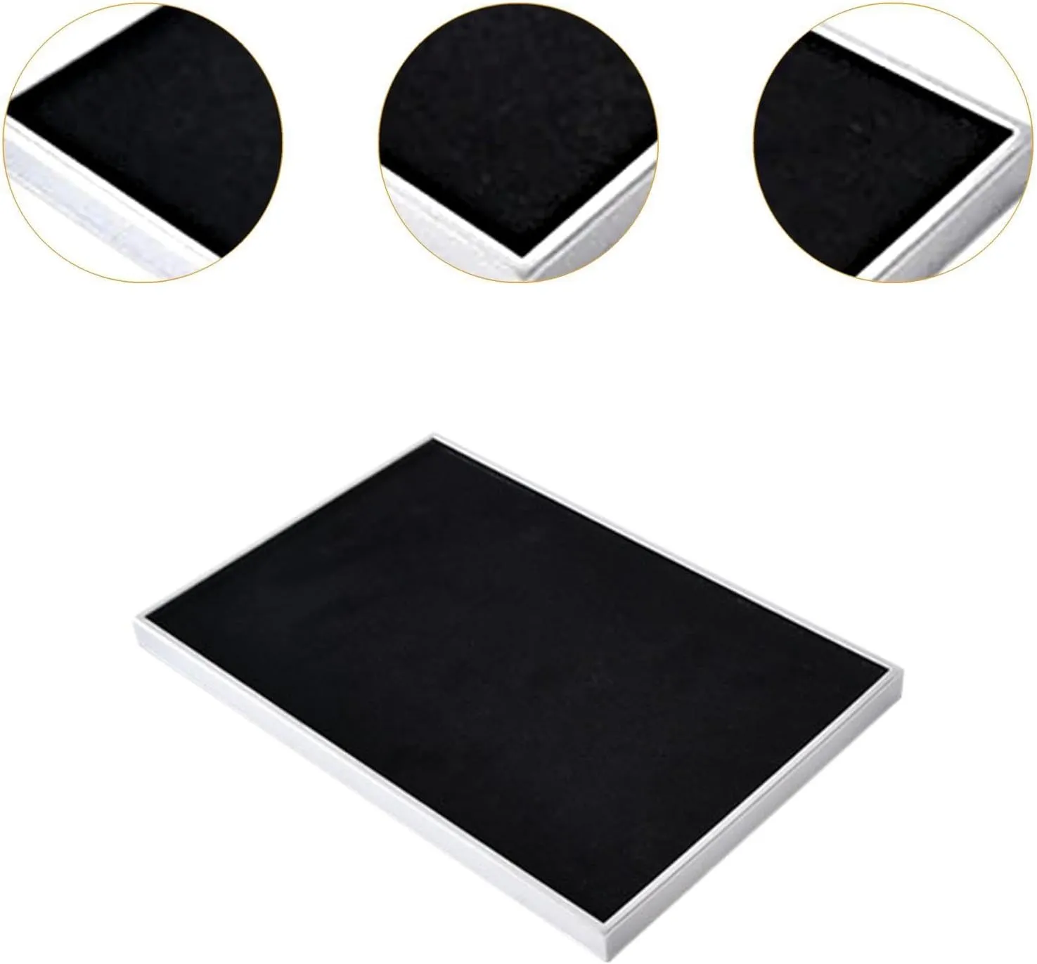 Velvet Jewelry Display Tray,Jewelry Holder Necklace Bracelet Rings Showcase for Rings Necklace Pendant Counter Drawer, Black