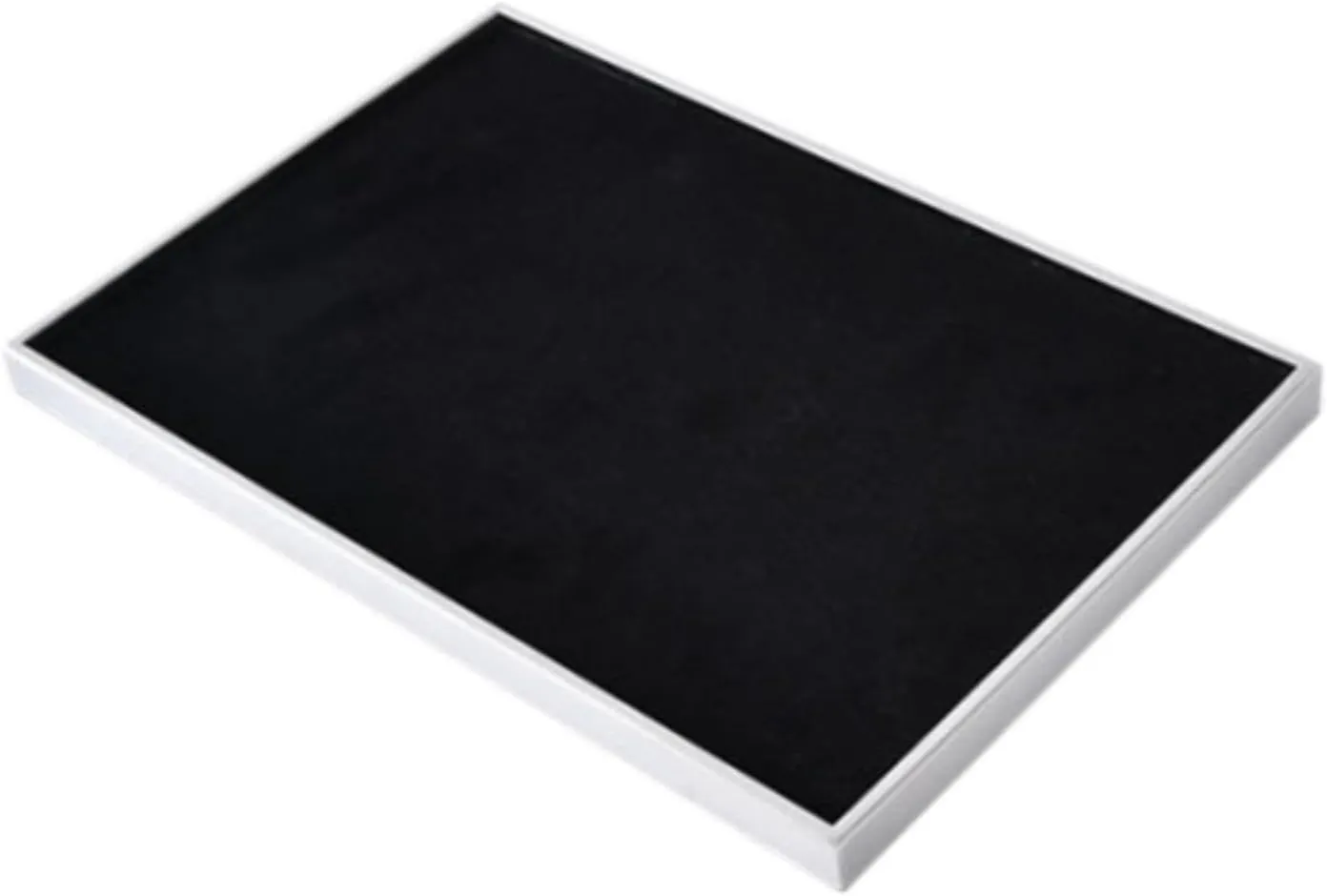 Velvet Jewelry Display Tray,Jewelry Holder Necklace Bracelet Rings Showcase for Rings Necklace Pendant Counter Drawer, Black