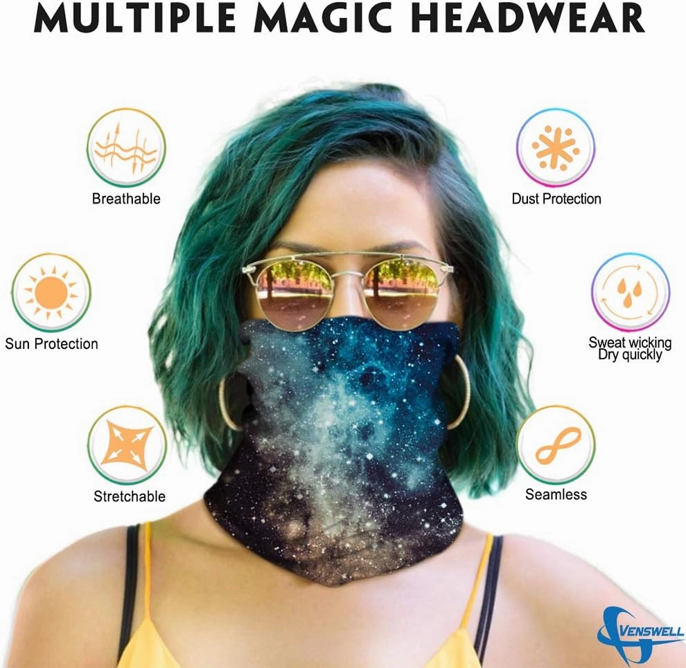 Venswell Neck Gaiter Face Mask Men Women,Seamless Bandana Rave Face Cover Scarf Mask,Balaclava,Headband, Head Wrap,Headwear