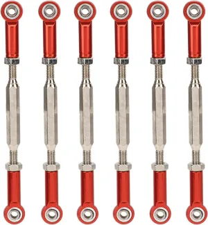 VGEBY 6Pcs RC Car Push Rod, 88mm Aluminum Alloy Adjustable Turnbuckle Rod Linkage Upgrade Part for RC Car (Red) 1/10 Scale Linkage