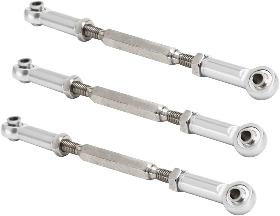 VGEBY 6Pcs RC Car Push Rod, 88mm Aluminum Alloy Adjustable Turnbuckle Rod Linkage Upgrade Part for RC Car (Silver) Rc Turnbuckle