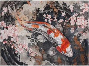 Vibrant koi Fish Swimming Among Colorful Flowers 500 Piece Jigsaw Puzzle for Adults, Home Decor Birthday Party Gift Family Game Toy as Wall Art Decor Poster