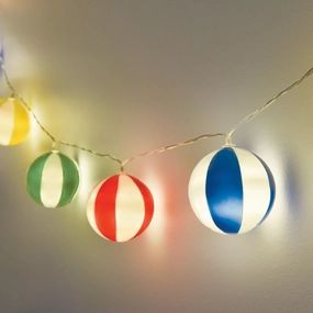 Vibrant Multicolor Pool Party Beach Ball String Lights - 5.7ft (1 Pc.) - Festive Ambiance, Durable & Weatherproof Decor - Great for Summer Events