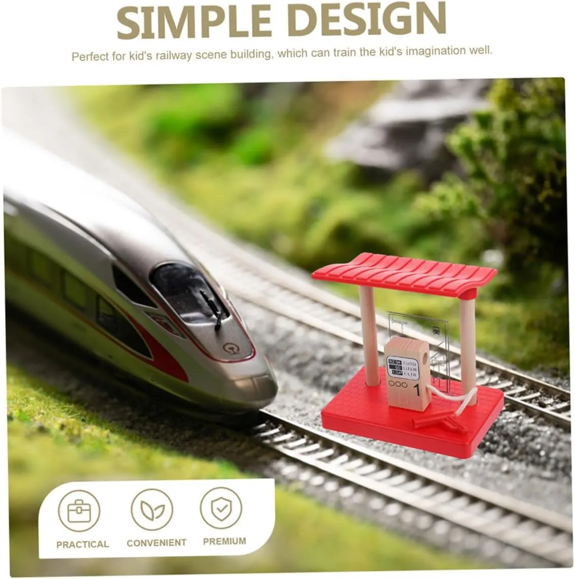 VICASKY 4sets Boys and Girls Gas Station Toy Multi-Function Train Track Accessories Lifting Road Block Gas Station Playset for Creative Learning Imaginative Play