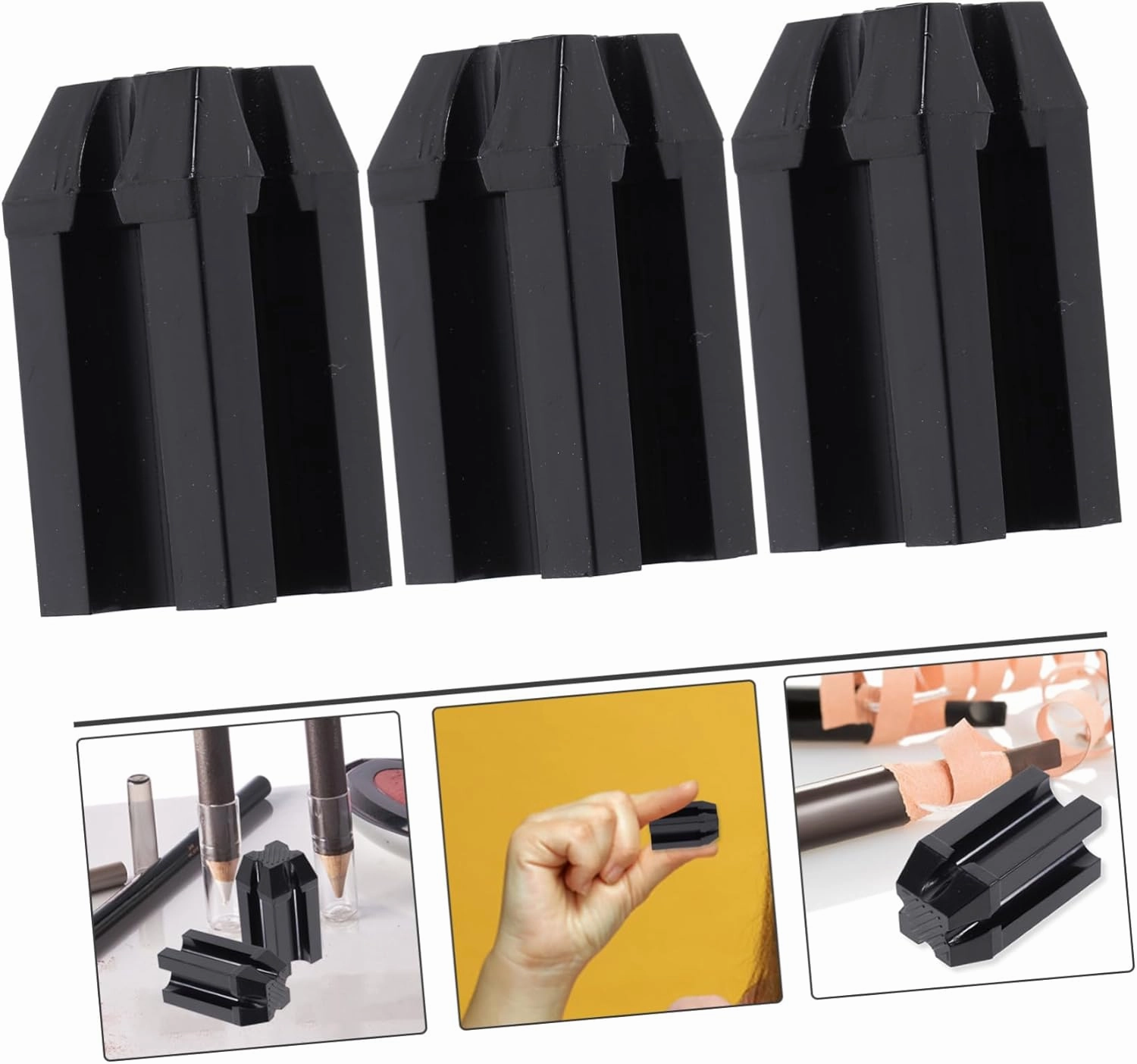 VICASKY 2sets Professional Eyebrow Pencil Spoolie Sharpener Set Makeup Pencil Sharpener for Eyeliner Lipstick Black 1 Makeup Tool 3pcs*2