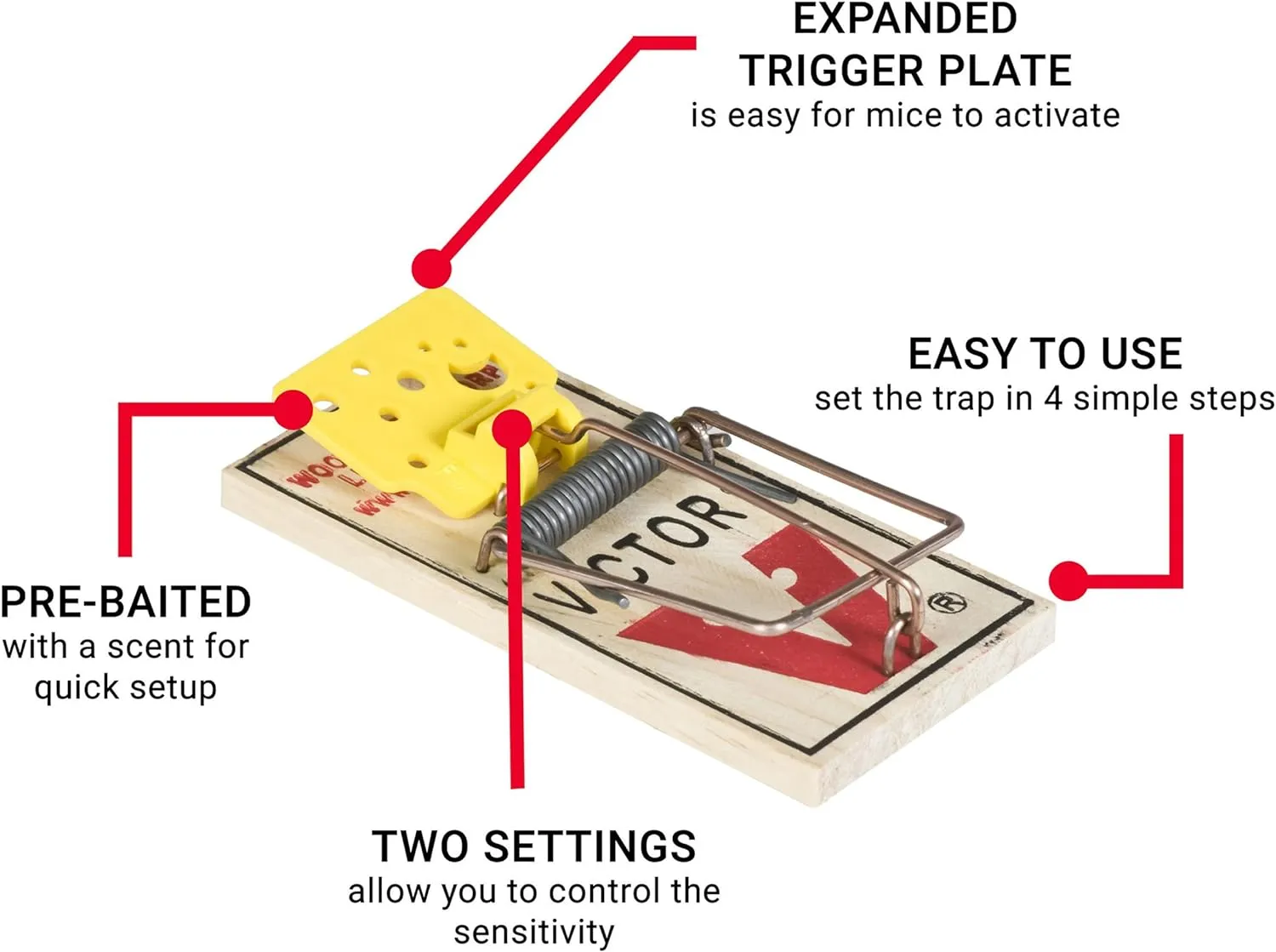 Victor Easy Set Mouse Trap - 18 Pack (72 Total Traps)
