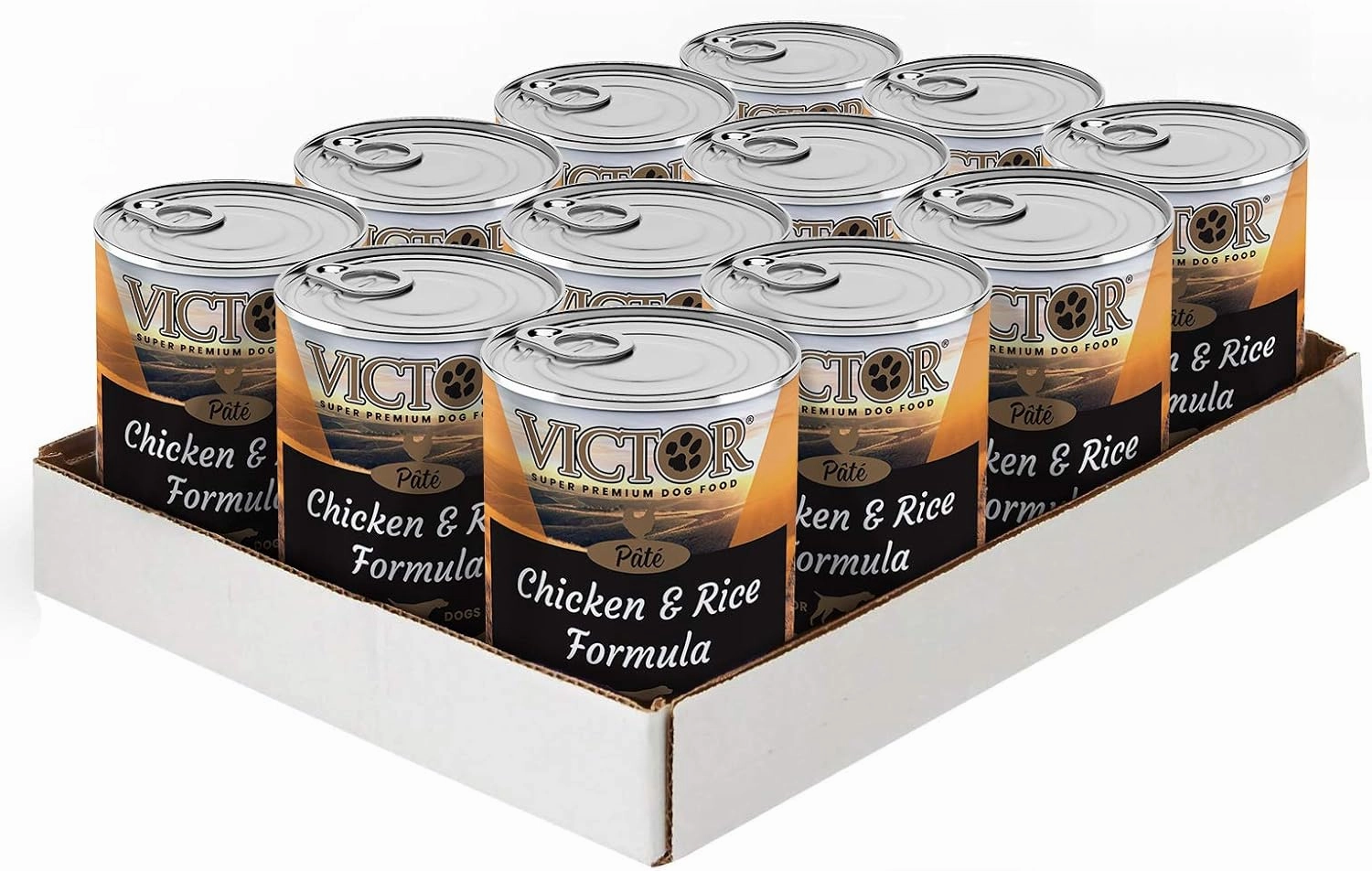 VICTOR Super Premium Dog Food – Chicken and Rice Formula Pâté – Canned Wet Adult Dog and Puppy Food – Ideal Kibble Topper or Standalone Meal – All Breed Sizes, 12 x 13.2 oz Cans